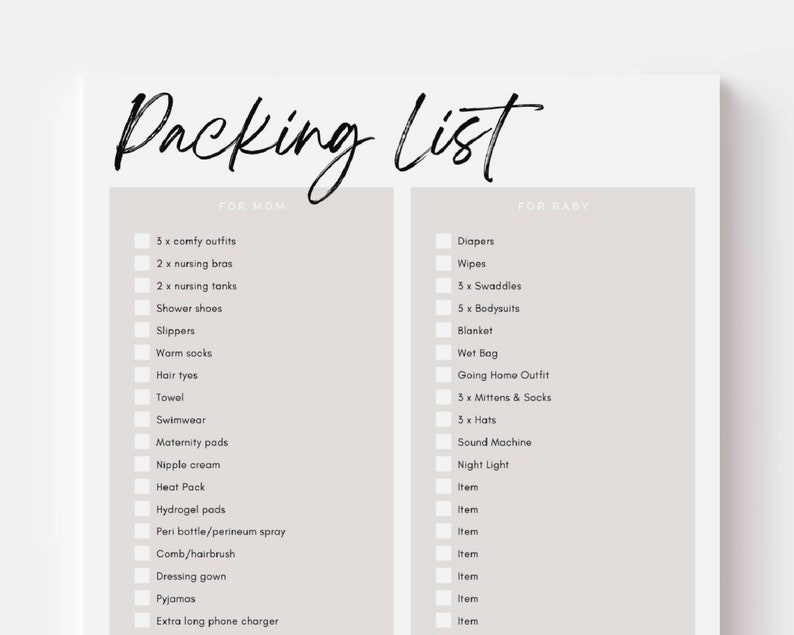 Editable Hospital Bag Checklist Template Canva Template Etsy Canada Editable Hospital Bag Checklist Template Canva Template Etsy Canada