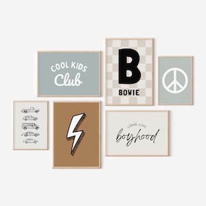 Personalisierte Name lang lebe Boyhood Blitz Bolt Galeriewand Set von 6 herunterladbare Drucke, Auto Junge Kinderzimmer Dekor, Wandkunst, printable