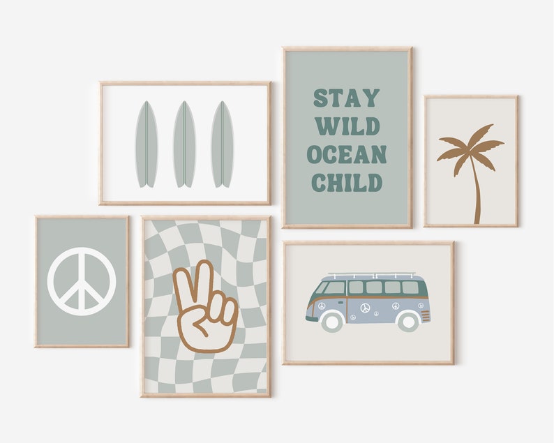 Stay Wild Ocean Child Downloadable Print, Surf Nursery Decor, Beach Kids Room, Surfer Play Room, Beachy Quote Kids Wall Art, Printable image 4