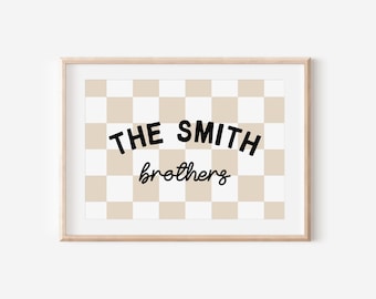 Personalisierter Name Bruder Herunterladbarer Druck, Geschwister Wandkunst, Bros, Twin Dekor, Modernes Monochromes Namensschild, Neutral Kinder druckbares Zeichen