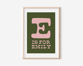Personalized Quirky Colorful Name Digital Print, Nursery Name Sign, Retro Letter Wall Art, Nursery Name Print for Kids, Nursery Decor