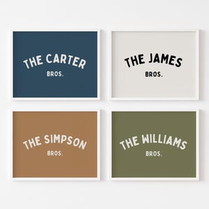 Personalized Name Brother Downloadable Print, Sibling Wall Art, Bros, Twin Decor, Modern Monochrome Name Sign, Neutral Kids Printable Sign