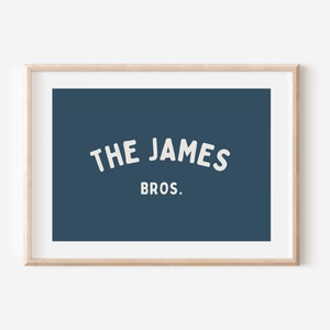 Personalized Name Brother Downloadable Print, Sibling Wall Art, Bros, Twin Decor, Modern Monochrome Name Sign, Neutral Kids Printable Sign