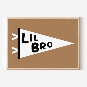 Lil Bro Flag Downloadable Print, Brother Nursery Decor, Kids Room, Check Neutral Play Room Wall Decor, Quote Kids Wall Art, Printable