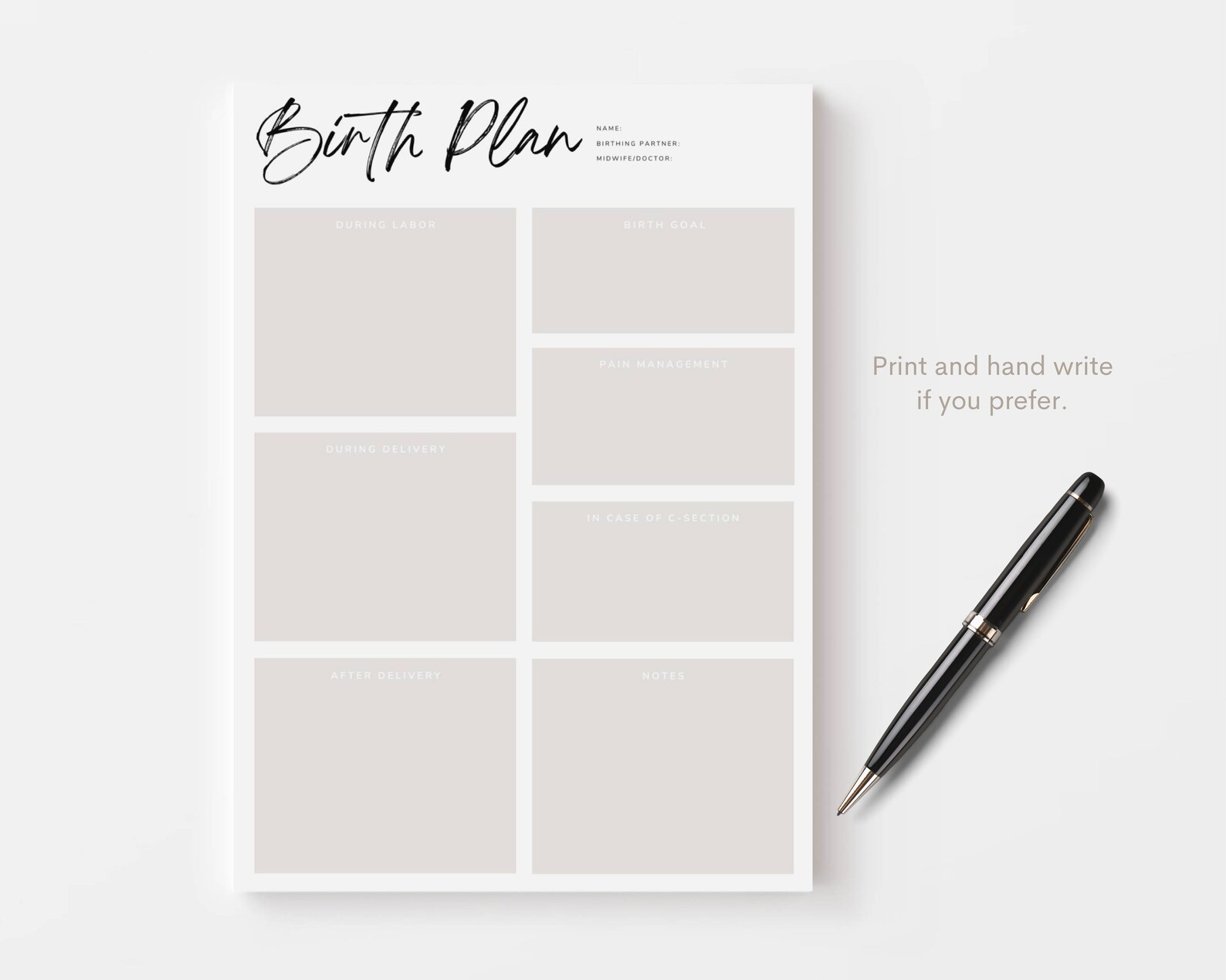 Editable Birth Plan Template Canva Template Simple Printable Etsy