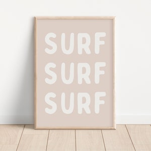Surf Surf Surf Downloadable Print, Surf Nursery Decor, Beach Kids Room, Surfer Room, Beachy Kids Wall Art, Boho Wall Art, Retro Wall Art