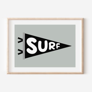 Surf Flag Sage Downloadable Print, Surf Nursery Decor, Beach Kids Room, Surfer Room, Beachy Kids Wall Art, Boho Wall Art, Retro Wall Art