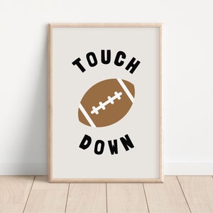 Football Touch Down Downloadable Prints, Monochrome Modern Sports Boy Nursery Decor, Kids Room, Quote Play Room, Sport Printable image 3