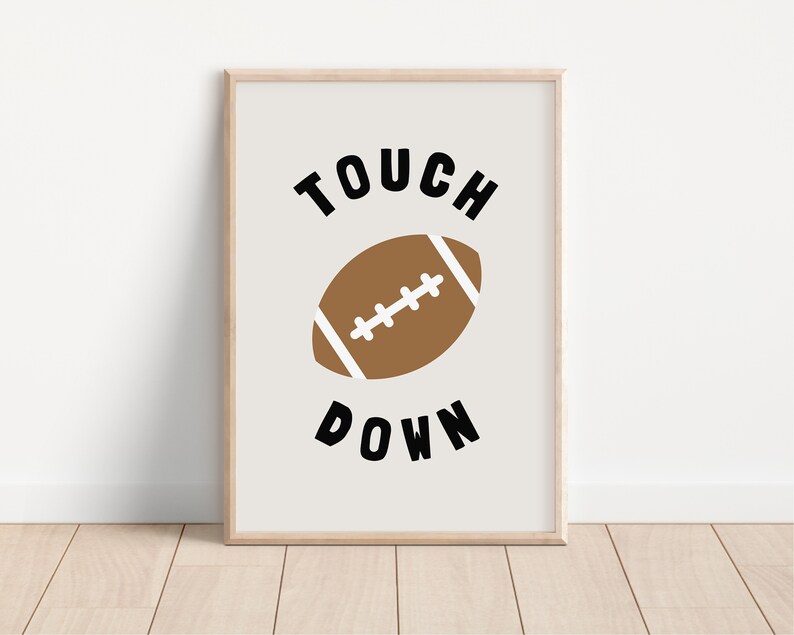 Football Touch Down Downloadable Prints, Monochrome Modern Sports Boy Nursery Decor, Kids Room, Quote Play Room, Sport Printable image 3