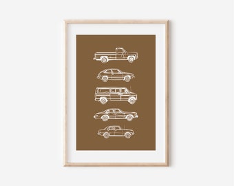 Retro Vintage Cars Downloadable Print, Vehicle Boy Nursery Decor, Kids Room, Minimalist Play Room Wall Decor, Quote Kids Wall Art, Printable