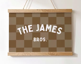 Personalisierter Name Bruder Herunterladbarer Druck, Geschwister Wandkunst, Bros, Twin Dekor, Modernes Monochromes Namensschild, Neutral Kinder druckbares Zeichen