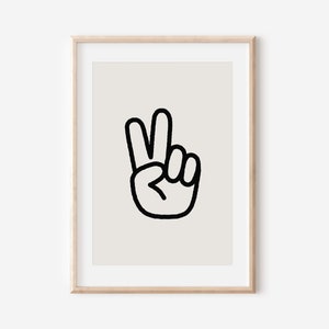 Peace Sign Digital Print, Neutral Wall Art, Neutral Nursery Art, Cute Baby Room Art, Downloadable Print, Kids Room Decor