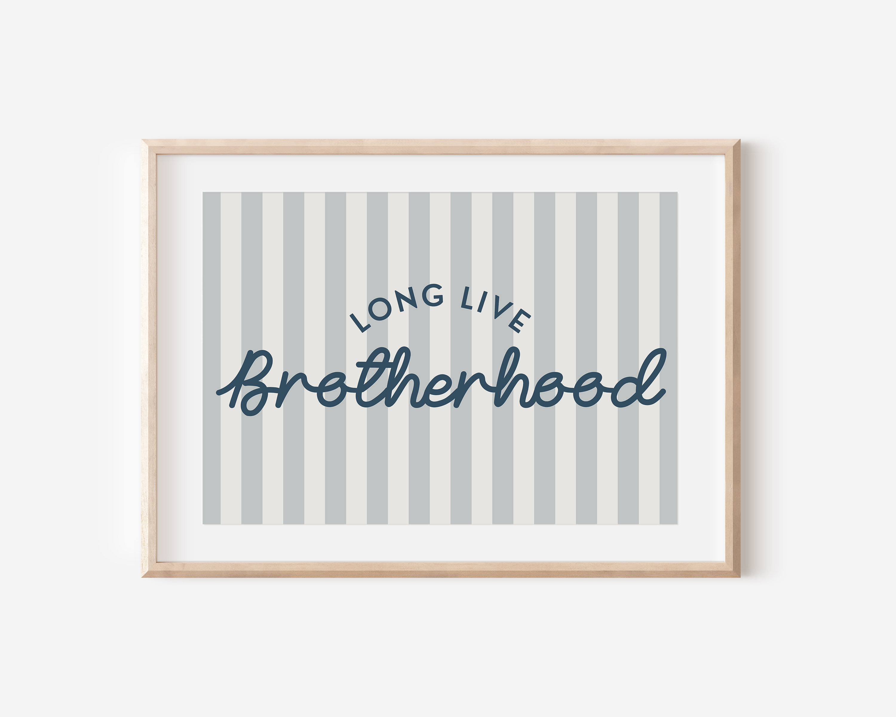 Blue Long Live Brotherhood Stripe Downloadable Print, Boy Nursery Decor, Kids Room, Play Room Wall Decor, Quote Kids Wall Art, Printable