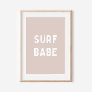 Surf Babe Downloadable Print, Surf Nursery Decor, Beach Kids Room, Surfer Room, Beachy Kids Wall Art, Boho Wall Art, Retro Wall Art