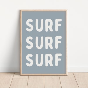 Surf Surf Surf Downloadable Print, Surf Nursery Decor, Beach Kids Room, Surfer Room, Beachy Kids Wall Art, Boho Wall Art, Retro Wall Art