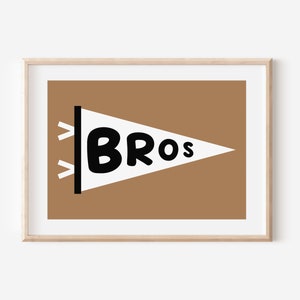 Bros Brothers Flag Downloadable Print, Brother Nursery Decor, Kids Room, Neutral Play Room Wall Decor, Quote Kids Wall Art, Printable