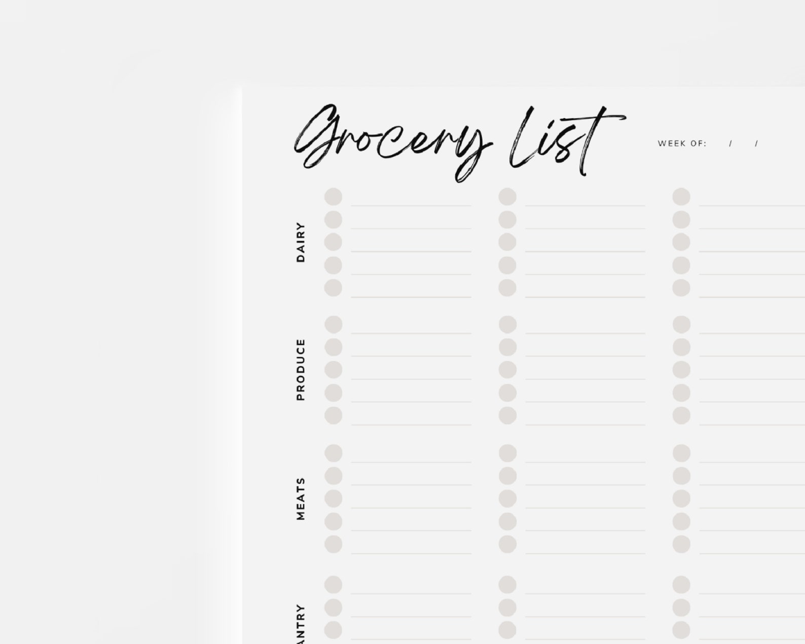 Grocery List Printable Minimalist Simple Shopping List - Etsy