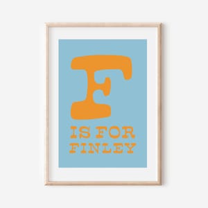 Impresión digital personalizada con nombre colorido y peculiar, letrero con nombre para guardería, arte de pared con letras retro, impresión con nombre para guardería para niños, decoración de guardería