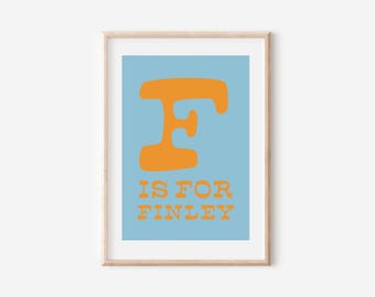 Personalized Quirky Colorful Name Digital Print, Nursery Name Sign, Retro Letter Wall Art, Nursery Name Print for Kids, Nursery Decor