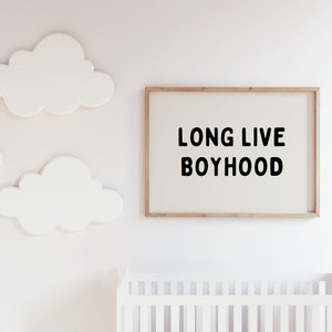 Long Live Boyhood Downloadable Print, Boy Nursery Decor, Kids Room, Checkerboard Play Room Wall Decor, Quote Kids Wall Art, Printable