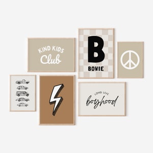 Personalisierte Name lang lebe Boyhood Blitz Bolt Galeriewand Set von 6 herunterladbare Drucke, Auto Junge Kinderzimmer Dekor, Wandkunst, printable