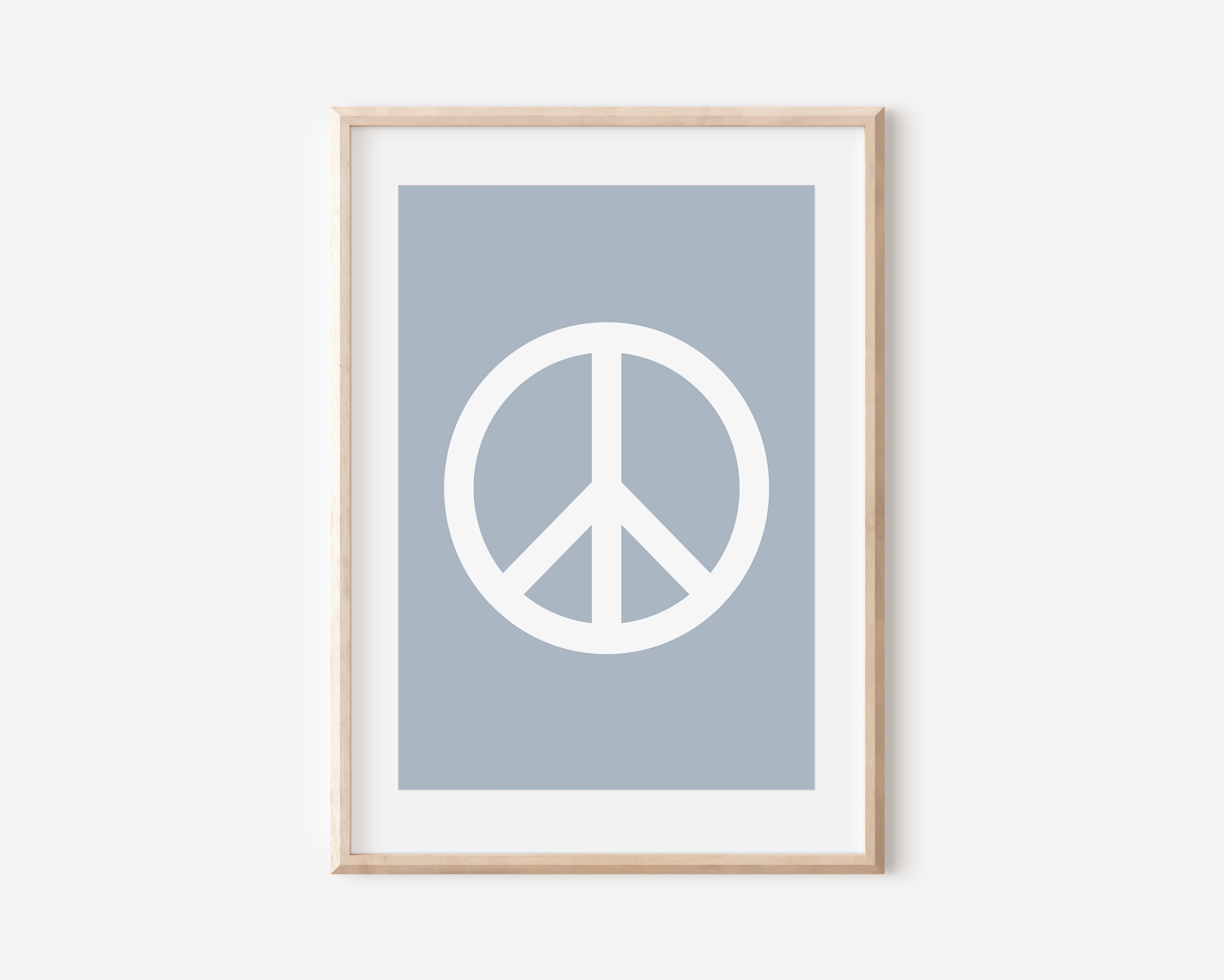 Peace Sign Neutral Blue Peace Sign Digital Print, Nursery Wall Art, Neutral Nursery Art ...