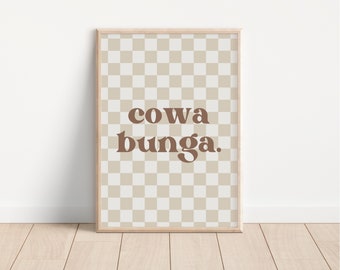 Cowa Bunga Downloadable Print, Surf Nursery Decor, Beach Kids Room, Surfer Room, Beachy Kids Wall Art, Boho Wall Art, Retro Wall Art