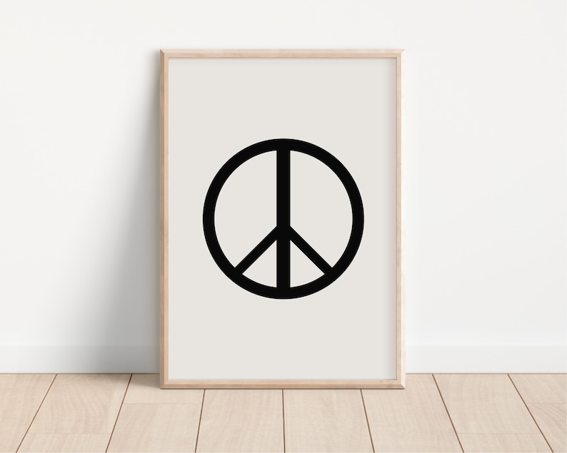 Peace Sign Neutral Peace Sign Digital Print, Neutral Wall Art, Neutral Nursery Art, Cute ...