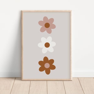 Retro Daisy Digital Print, Daisy Nursery Decor, Neutral Nursery, Hippie Baby Room, Downloadable Print, Retro Kids Room Decor