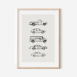 Retro Vintage Cars Downloadable Print, Vehicle Boy Nursery Decor, Kids Room, Minimalist Play Room Wall Decor, Quote Kids Wall Art, Printable