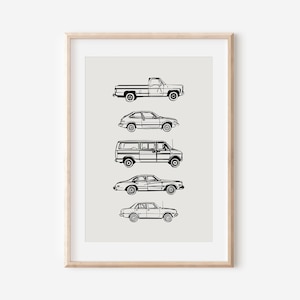 Retro Vintage Cars Downloadable Print, Vehicle Boy Nursery Decor, Kids Room, Minimalist Play Room Wall Decor, Quote Kids Wall Art, Printable