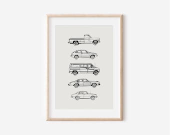 Retro Vintage Cars Downloadable Print, Vehicle Boy Nursery Decor, Kids Room, Minimalist Play Room Wall Decor, Quote Kids Wall Art, Printable