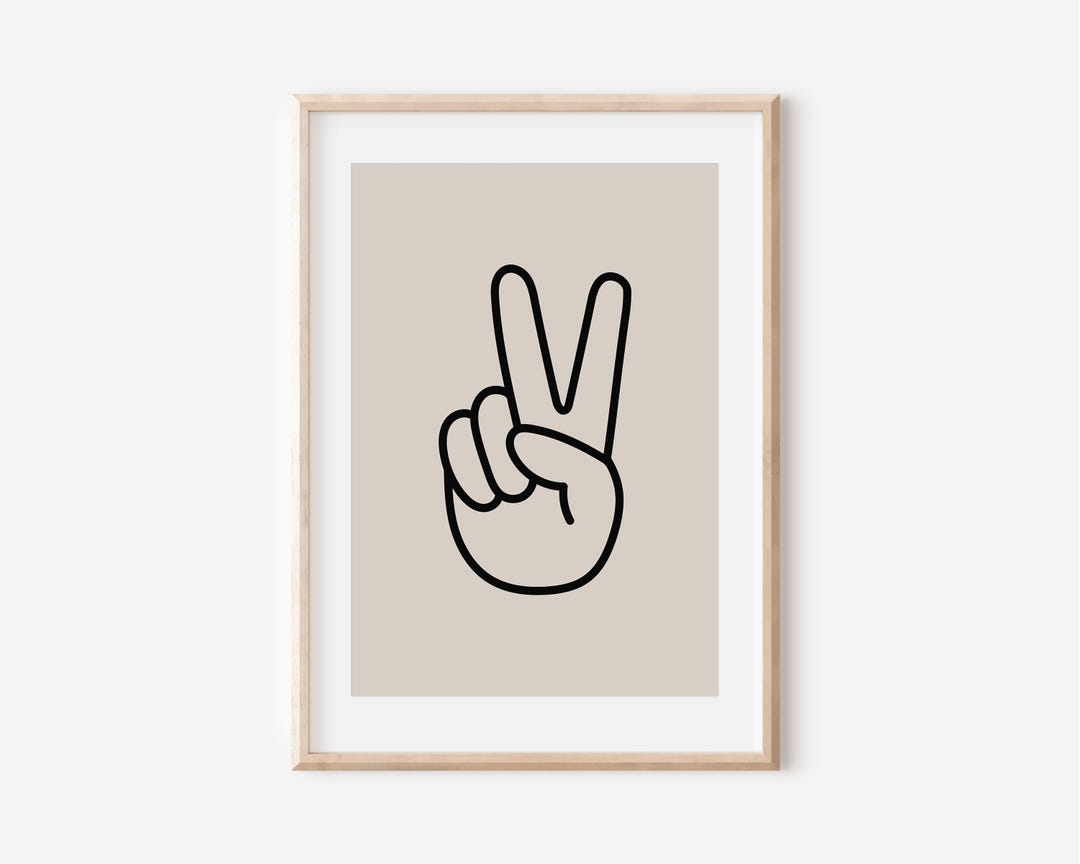 Peace Sign Neutral Tan Black Peace Sign Digital Print, Neutral Art, Nursery Decor, Toddler ...