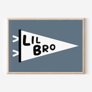 Lil Bro Flag Downloadable Print, Brother Nursery Decor, Kids Room, Check Neutral Play Room Wall Decor, Quote Kids Wall Art, Printable