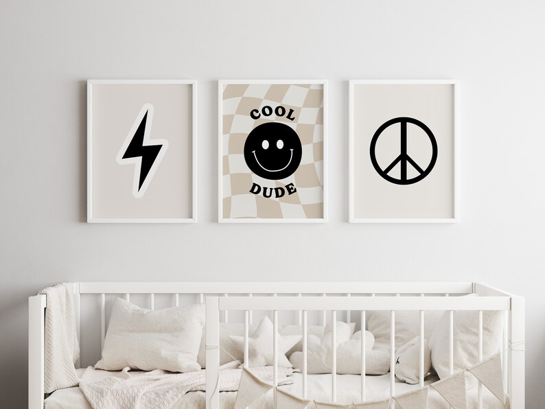 Peace Sign Neutral Peace Sign Digital Print, Neutral Wall Art, Neutral Nursery Art, Cute ...