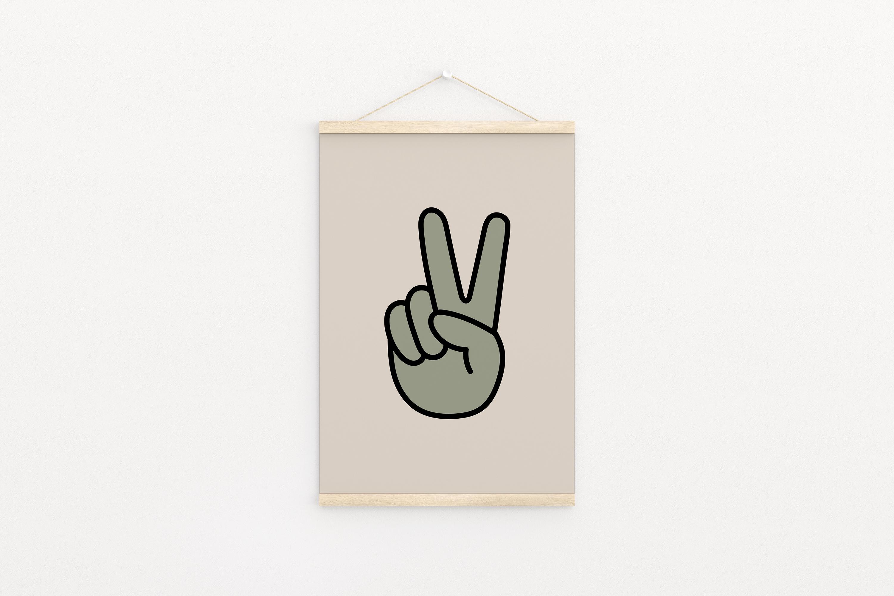 Peace Sign Neutral Green Peace Sign Downloadable Print, Peace Hand, Kids Toddler Room Wall ...