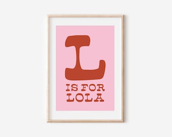 Personalized Quirky Colorful Name Digital Print, Nursery Name Sign, Retro Letter Wall Art, Nursery Name Print for Kids, Nursery Decor