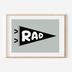 Rad Flag Downloadable Print, Brother Nursery Decor, Kids Room, Monochrome Neutral Play Room Wall Decor, Quote Kids Wall Art, Printable
