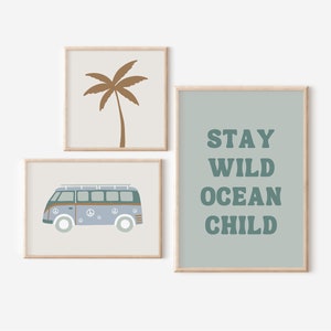 Stay Wild Ocean Child Downloadable Print, Surf Nursery Decor, Beach Kids Room, Surfer Play Room, Beachy Quote Kids Wall Art, Printable image 3