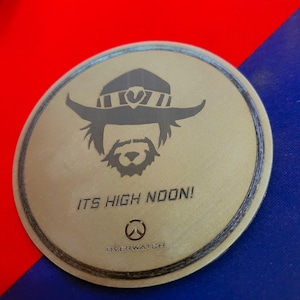 Overwatch Cassidy Collector Coin – Engraved McCree Token for Fans & Display, Cosplay Coin/collectible, gamer gift, Rusty look, paper weight