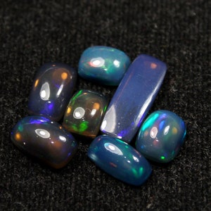 7 Pcs/ 6X8 to 6X16 MM/Opal Cabochon / Black Opal / Black Opal Cab / Opal Lot / Loose Opal / Black opal Cushion/Polish Opal/Rough Opal 46