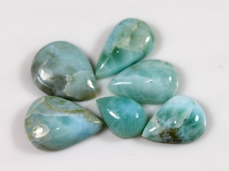 6 PCS lot Size 14X23 To 23X28 MM Larimar AAA natural Larimar pear Cabochon Larimar gemstone Code L1 Larimar Cabochon Larimar lot