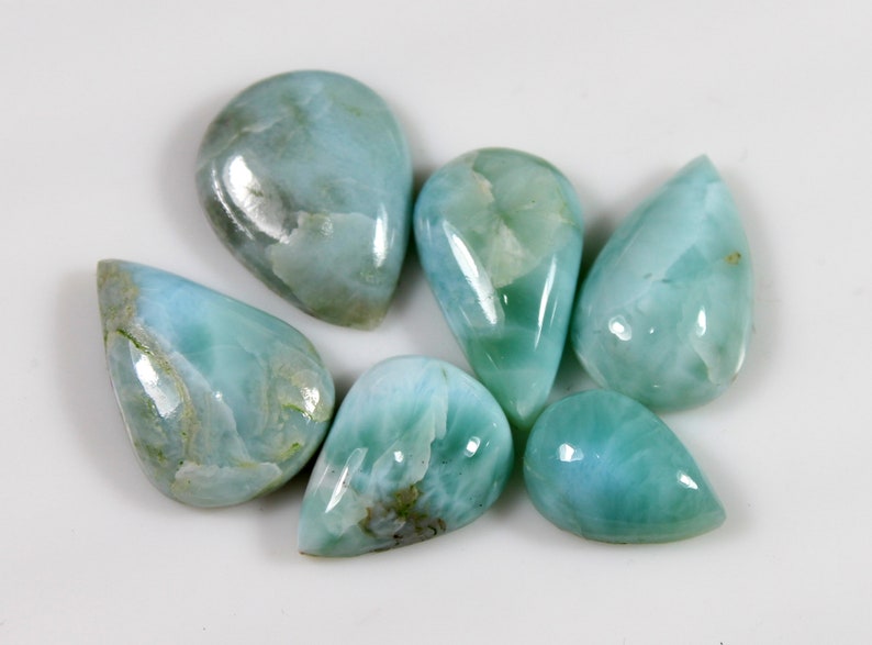 6 PCS lot Size 14X23 To 23X28 MM Larimar AAA natural Larimar pear Cabochon Larimar gemstone Code L1 Larimar Cabochon Larimar lot