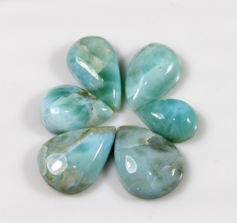 6 PCS lot Size 14X23 To 23X28 MM Larimar AAA natural Larimar pear Cabochon Larimar gemstone Code L1 Larimar Cabochon Larimar lot