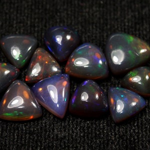 11 Pcs/ 6.5 to 9.5X10 MM/Opal Cabochon / Black Opal / Black Opal Cab /Opal Lot / Loose Opal / Black opal Trillion /Polish Opal/Rough Opal 51