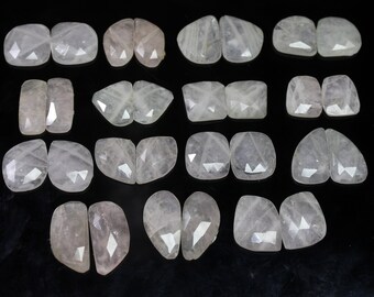 15 Pair Rose Quartz Flat Slice Gemstones: Rose Cut (13X16 To 13X25 MM)