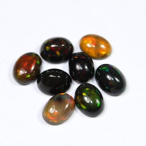 8 Pcs/ 5X6 MM/ Opal Cabochon / Black Opal / Black Opal Cabochon / Opal Lot / Loose Opal / Black opal Oval / Opal/ Polish Opal/Rough Opal 17