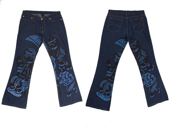 printed jeans pants