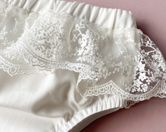 Baby Girl Bloomers Lace Baptism Pants White Baptism Bloomers