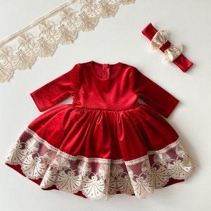 Red special occasion dress, christmas dress, christmas girl outfit, toddler christmas dress
